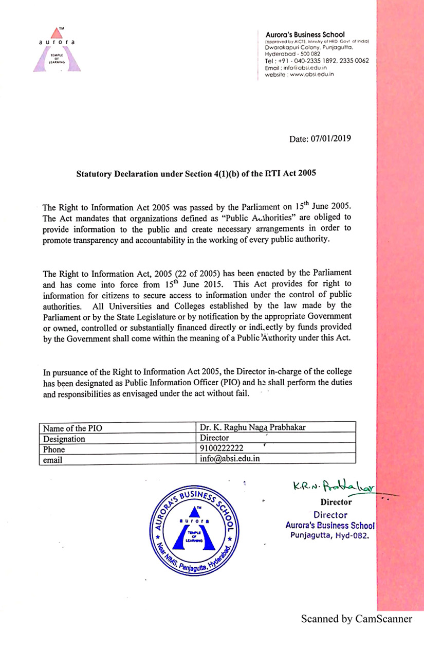RTI Declaration